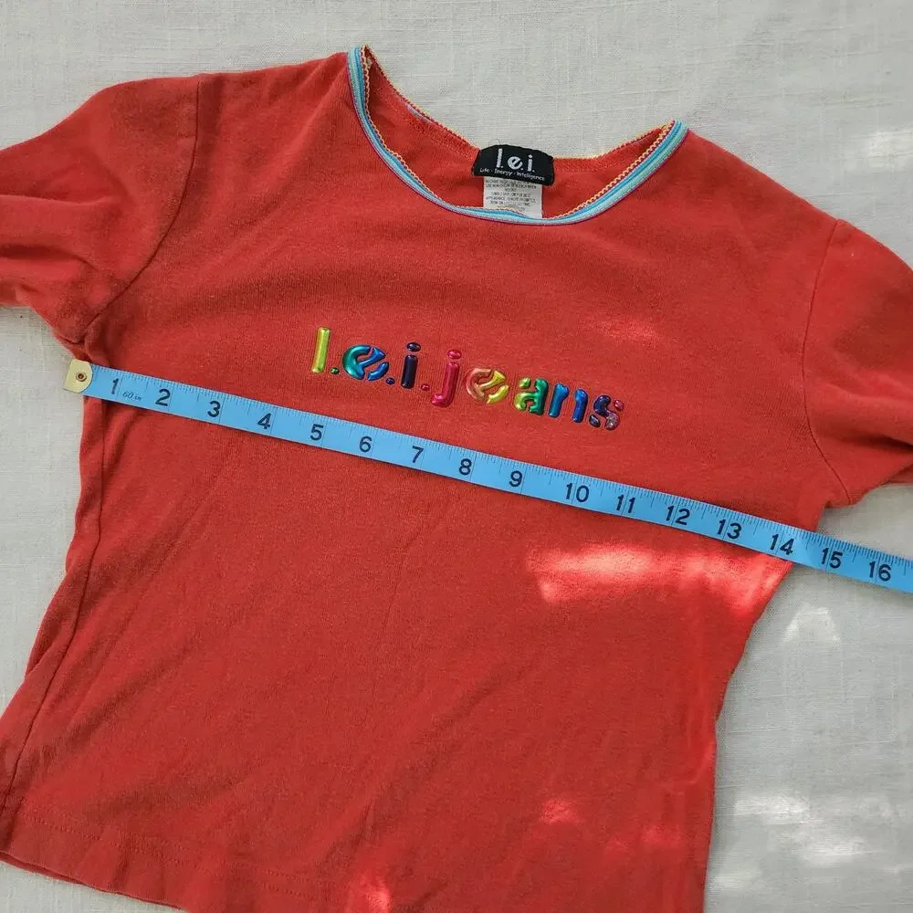 Vintage Y2K LEI Jeans Spellout Long Sleeve Shirt kids 7/8